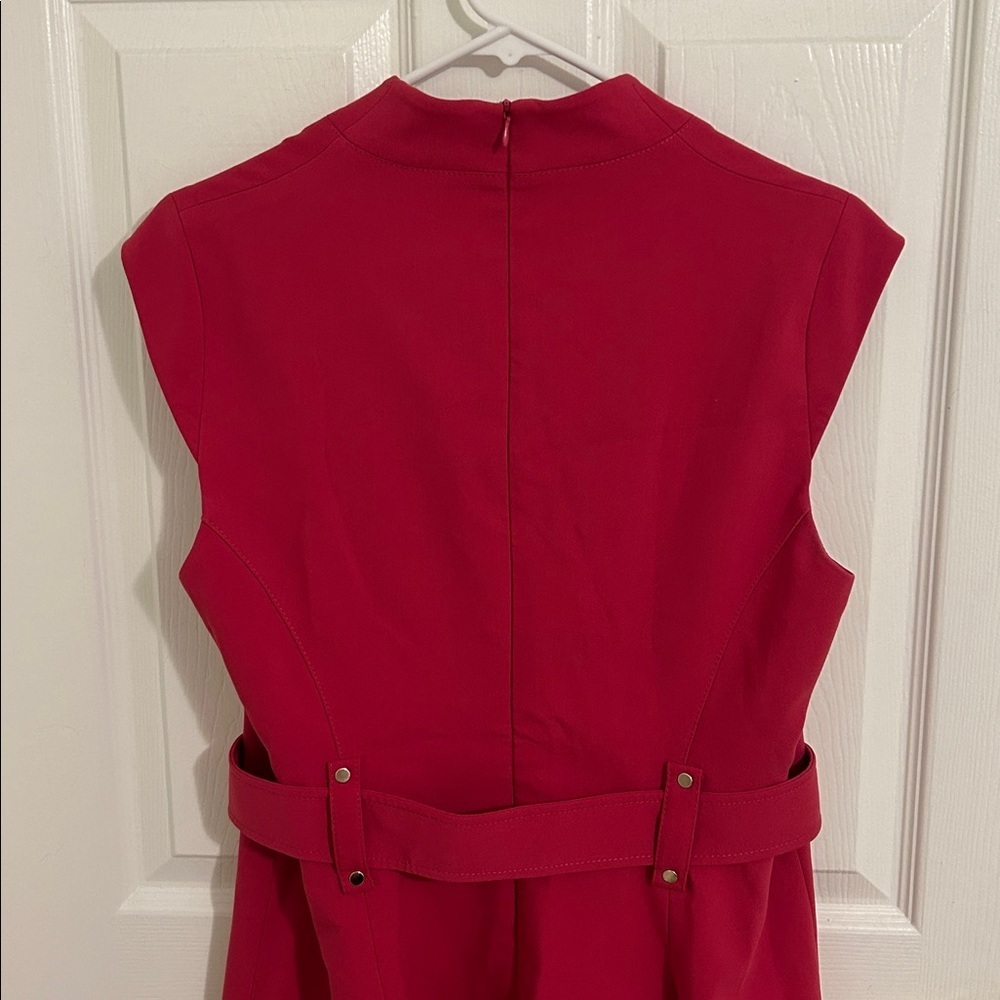 Karen Millen Forever Cinch Waist Cap A-Line Dress In Pink NWT Size US 10, UK 14 - Picture 7 of 12
